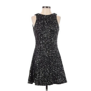 Dress the Population  Black Sequined Cocktail Dress Exposed Back Zipper Size S